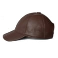 thumbnail image 2 of Leather Baseball Cap Genuine Lambskin Hat Sports Visor Adjustable Strap Brown, 2 of 5