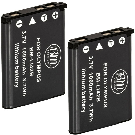 BM Premium 2 Pack of LI-40B, LI-42B Batteries for Olympus Stylus 1040, 1050W, 1060, 1070, 1200, 7000, 7010, 7020, 7030, 7040 Cameras