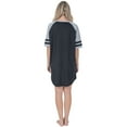 thumbnail image 2 of Womens Short Sleeve Two-Tone Nightgown with 3 Stripe Accent Sleeves Design with Pocket Niightshirt Sleepshirt, Black XX-Large, 2 of 2