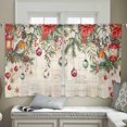 thumbnail image 4 of Christmas Semi Sheer Curtains 45 Inch Length 2 Panels Set, Xams Tree Winter Poinsettia Pine Cones Red Sheer Kitchen Curtain Privacy Voile Window Curtain for Living Room Bedroom Rod Pocket Drapes, 4 of 7