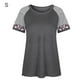 thumbnail image 1 of Camiseta de mujer con estampado de rayas, manga corta, blusa con cuello redondo, gris oscuro, S AweSitey AP001776-31, 1 of 7