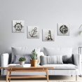 thumbnail image 2 of Nautical Themed Bathroom Art Wall Decor Black White Boat Anchor Paintings Helm Compass Print Lighthouse Picture Home Decor Sea Artwork Bedroom Living Room Ready to Hang, 2 of 6