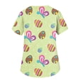 thumbnail image 4 of OIOLOYJM Womens Easter Scrub Tops 2026 Cute Stretchy Bunny Eggs Print Tops Short Sleeve V Neck Nursing Shirts Holiday Oversized Working Uniform with Pockets Light Blue 4XL, 4 of 5