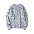 thumbnail image 4 of RYDCOT Mens Oversized Sweater Pullover Unisex Long Sleeve Cable Knit Jacquard Texture Sweaters Streetwear Casual Classic Soft Sweater Jumper Tops for Spring Fall Gray, 4 of 9