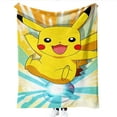 thumbnail image 1 of Bonita manta de franela de Pikachu con dibujos animados, cálida, para sofá, cama, sala de estar, para niños y adultos, 50 x 60, color 4, 1 of 3