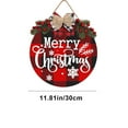 thumbnail image 3 of Christmas Wooden Welcome Door Sign Door Wreath with Simulated Leaf Bow Decoration Wreath, 3 of 8