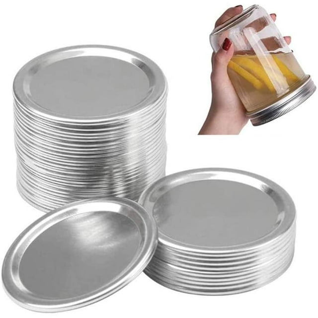 12 PCS 70mm Canning Lids Regular Mouth Mason Jar Lids, Mason Jar Splits-type Lids Sealing (70mm,Silver, Lids+ Bands)