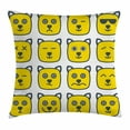 thumbnail image 1 of Emoji Throw Pillow Cushion Cover, Cat Dog like Animal Smiley Face with Expressions Angry Happy Sad Fancy Moods Art, Decorative Square Accent Pillow Case, 18 X 18 Inches, Yellow and Grey, by Ambesonne, 1 of 2