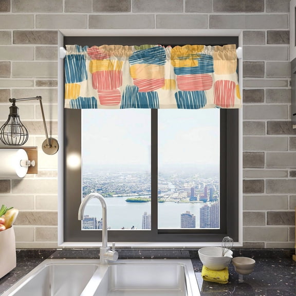 BZSMCE Alance Curtains Design Painted Pattern Design Modern Style Pattern Window Curtain Valance 52W" x 18L" for Kitchen Living Room Bedroom
