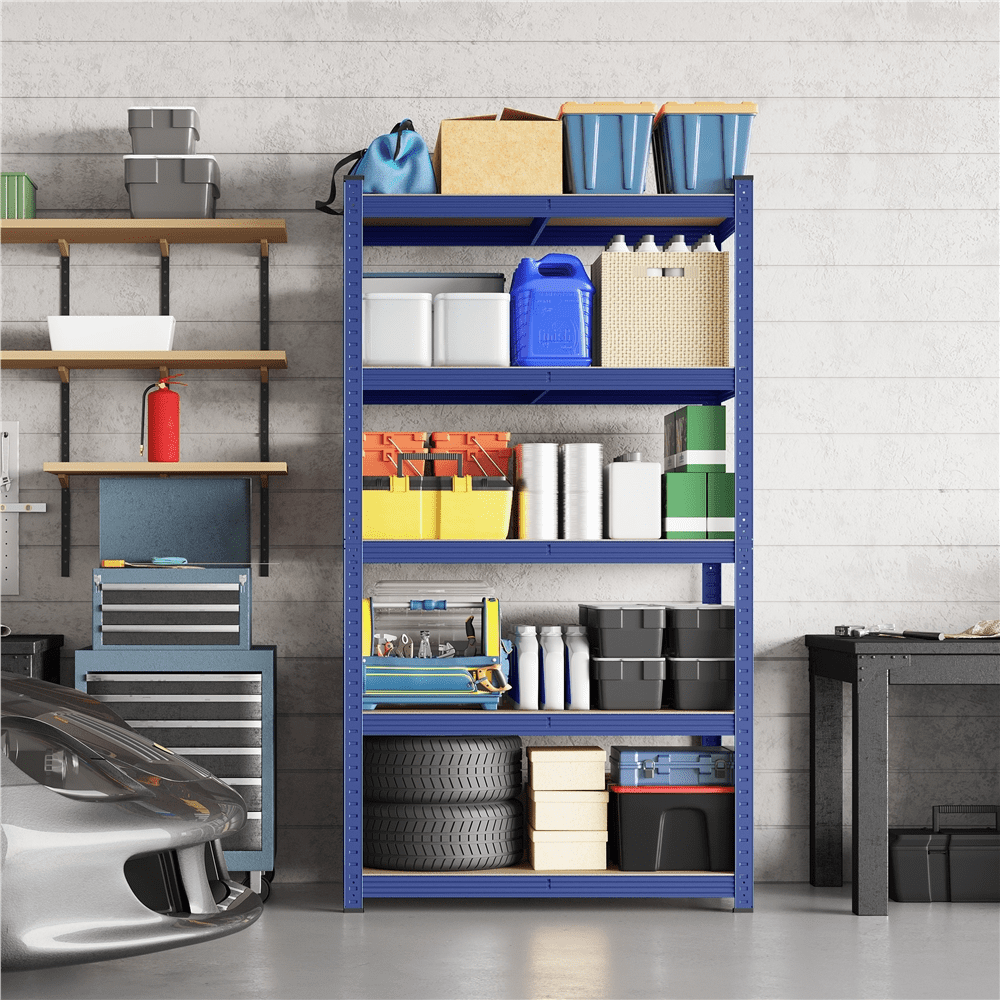 Alden Design 5-Shelf Boltless & Adjustable Steel Storage Shelf Unit, Blue, 3 Pieces
