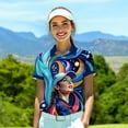 thumbnail image 4 of HOMYGIFTS Women’s Artistic Golf Polo Shirt – Vibrant Mosaic Golfer Design, 4 of 8