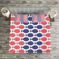 thumbnail image 3 of Ambesonne Fish Quilted Bedspread Set 3 Pcs, Nautical Fish Theme Design, King Size, Red and Navy Blue, 3 of 3