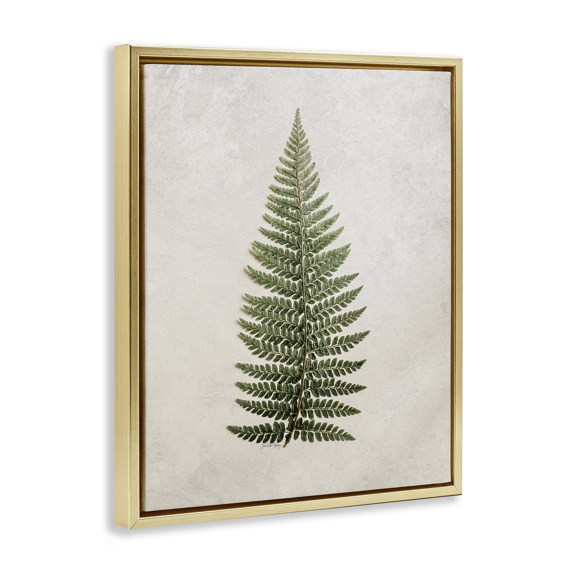 Stupell Industries Detailed Fern Leaf Botanical & Floral Painting Gold Floater Framed Art Print Wall Art, 25 x 31
