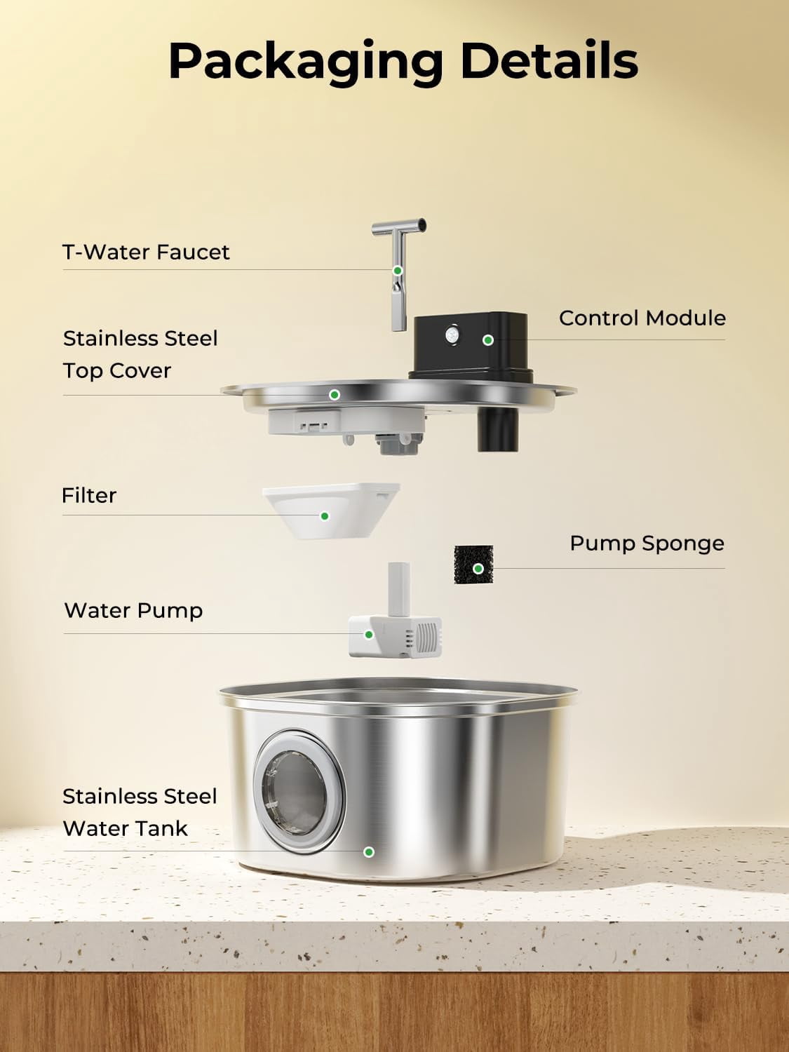 Stainless Steel Wireless Cat Water Fountain: 3.2L/108oz 3-Modes Pet Drinking Fountain Indoor Cordless Motion Sensor with Pet Water Dispenser Bowl with Water Level Window, BPA-Free, 4Filter