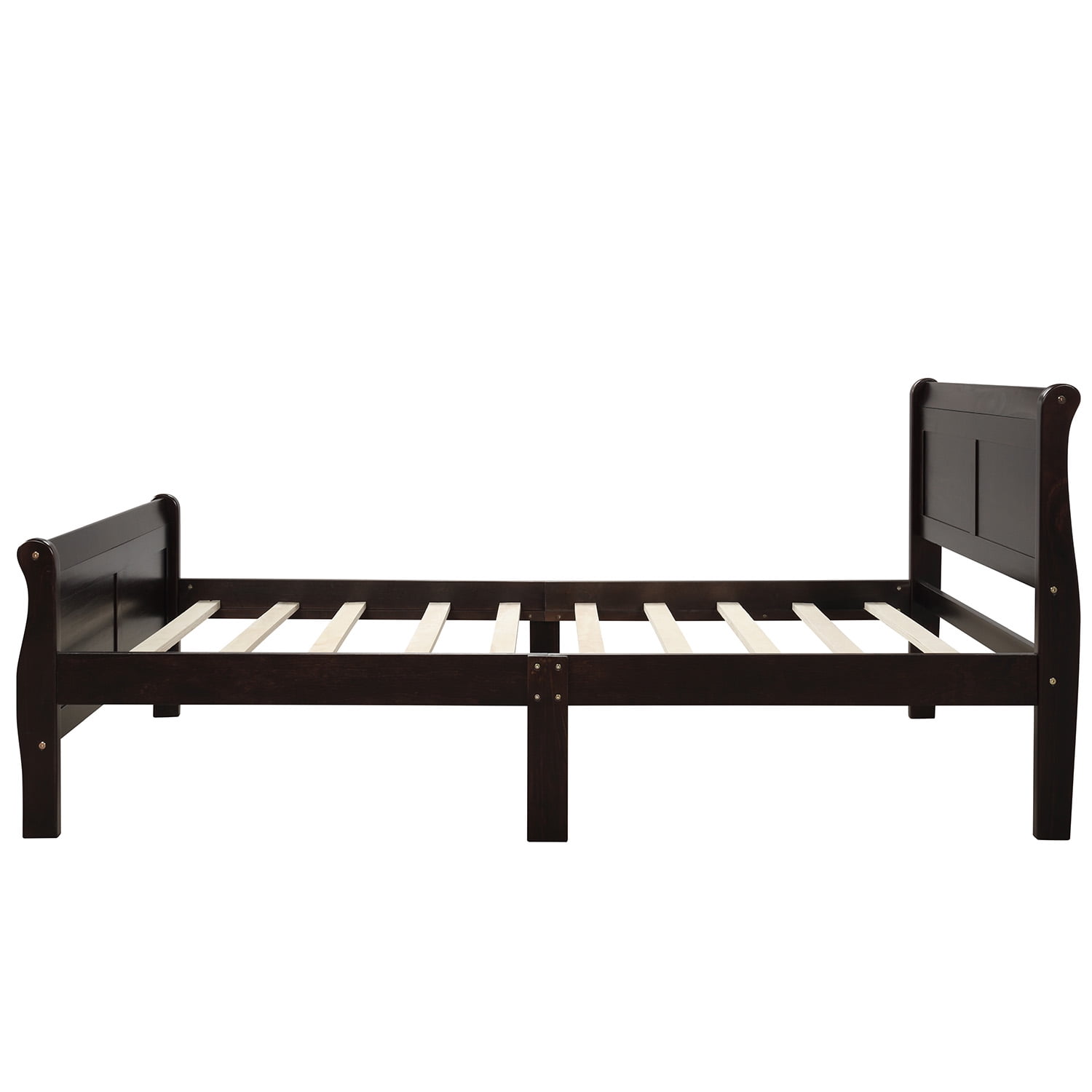 Gewnee Twin Size Wood Platfrom Bed with Headboard and Footboard for Kids and Adults,Espresso