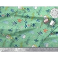 thumbnail image 2 of Soimoi Silk Fabric Fish,Coral & Starfish Ocean Print Fabric by The Yard 42 Inch Wide, 2 of 3