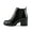 Black, variant on ORIGAMI ~ WOMEN LUG SOLE MID HEEL FASHION ANKLE BOOTIE W/DOUBLE ELASTIC GORE (Black Crk Patent, 8.5)