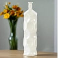thumbnail image 2 of Dotty Ceramic Bottle Vase Decorative Flower Vase for Home Décor, Modern Dotted Design, Tabletop & Shelf Display -White, 2 of 9