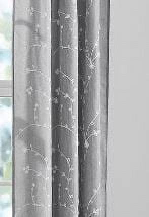 Mainstays Heathered Embroidered Sheer Curtain Panel Pair, Set of 2, Gray, 37"W x 84"L
