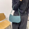 thumbnail image 2 of Women Retro Corduroy Solid Color Underarm Bag Chain Small Handbags (Grey), 2 of 6