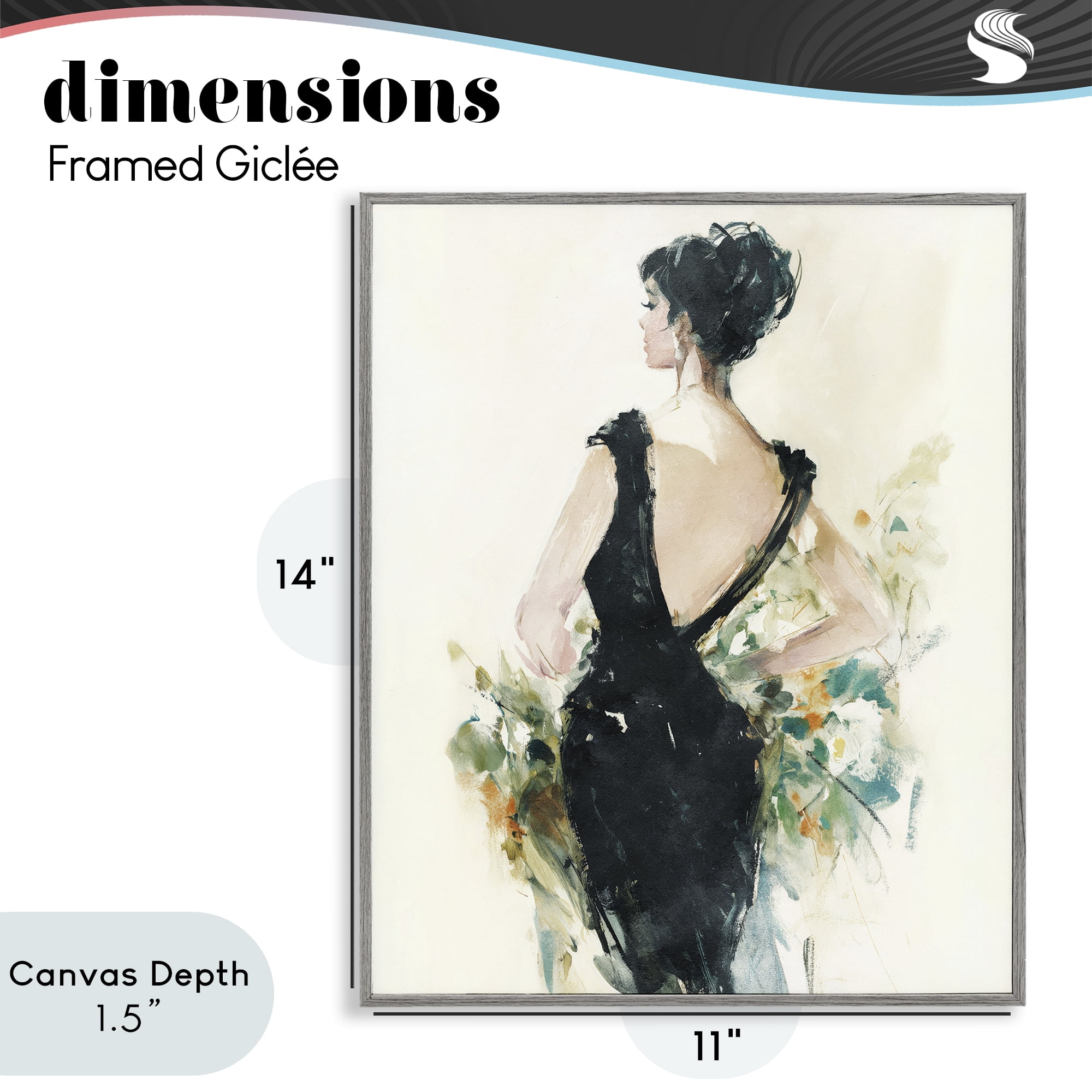 Stupell Industries Backless Reverie Gown Gray Framed Giclee Art, design by Svetlana Aleynikova