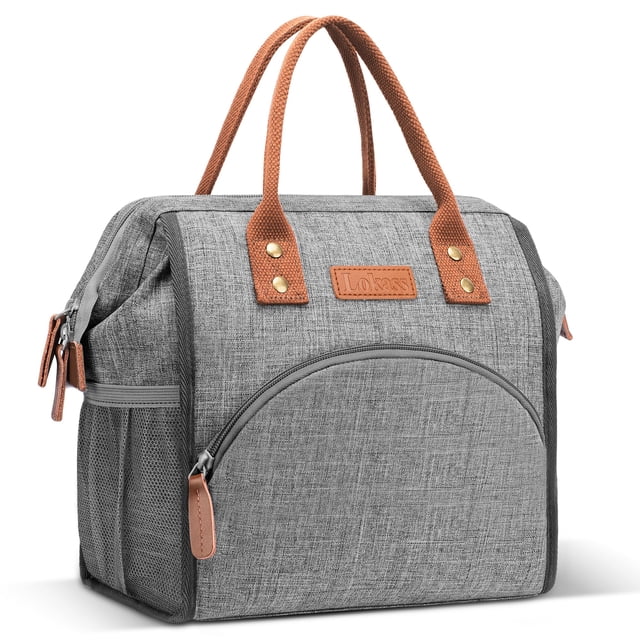 LOKASS Bolsa de almuerzo para mujer con aislamiento, bolsa de almuerzo de gran apertura, soporte grande para bebidas, organizador de aperitivos térmicos de nailon duradero para hombres, adultos, traba
