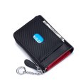thumbnail image 5 of Cartera para tarjetas de visita de piel auténtica con estampado de fibra de carbono y cremallera japonesa, monedero para tarjetas de visita para hombre, RFID, 5 of 5