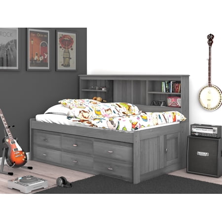 Discovery World Furniture Twin Daybed with 6 Drawers in Charcoal