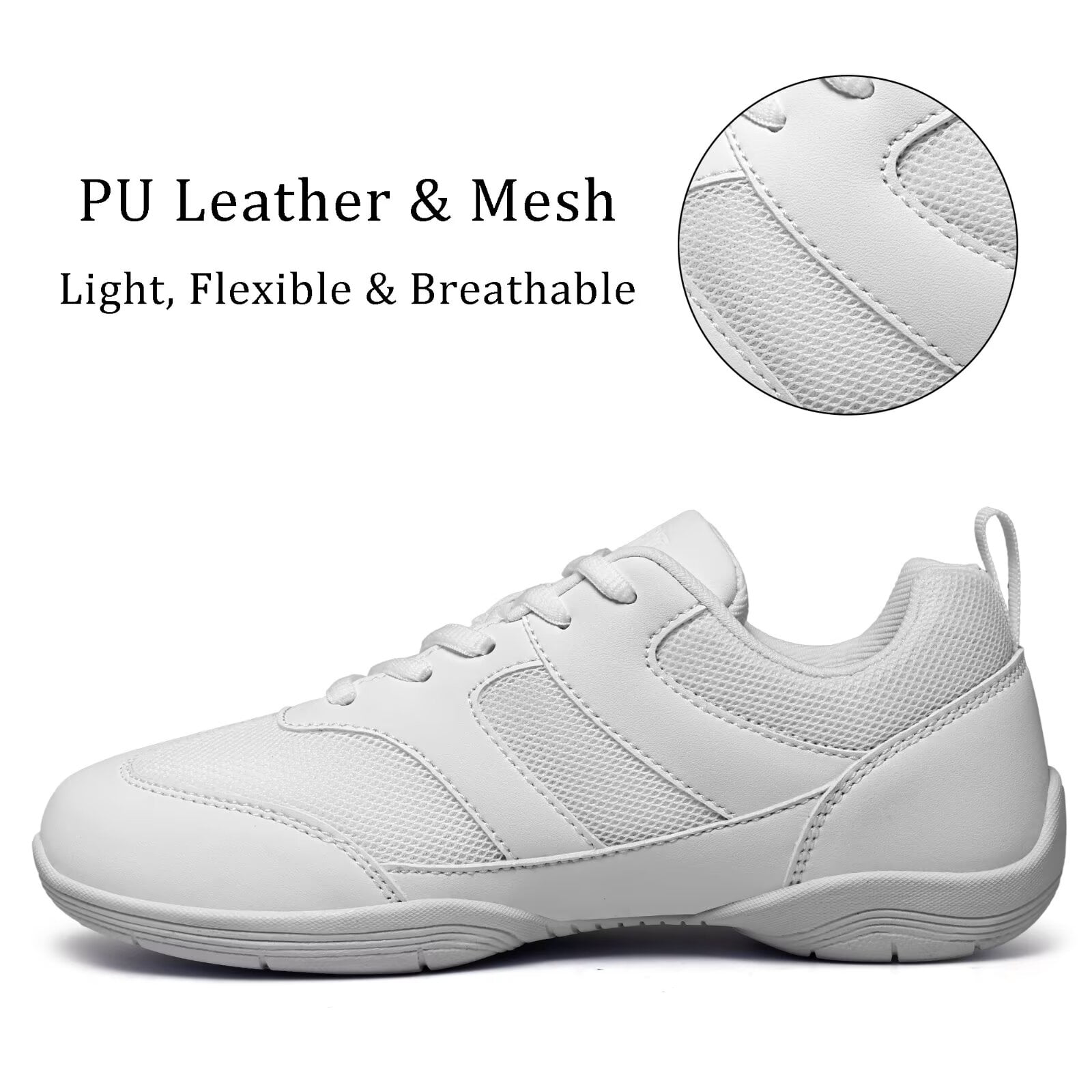ARCLIBER White Cheer Shoes for Women Cheerleading Shoes Athletic Dance Shoes Training Breathable Lightweight Competition Tennis Sneakers 8M