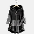 thumbnail image 1 of Puntoco Mujeres Acogedor Manga Larga Color Block Fleece Con Capucha Fuzzy Asimétrico Dobladillo Cremallera Pokets Teddy Bear Coat Liquidación Puntoco Puntoco-1864, 1 of 3