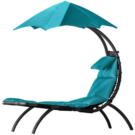 Vivere Dream Lounger with Polyester Cushion and Umbrella- True Turquoise
