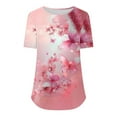 thumbnail image 5 of Womens Summer Tops Floral Print Tunic Blouse Casual Crewneck Short Sleeve Tshirts Pleated Tee Shirt, 5 of 6