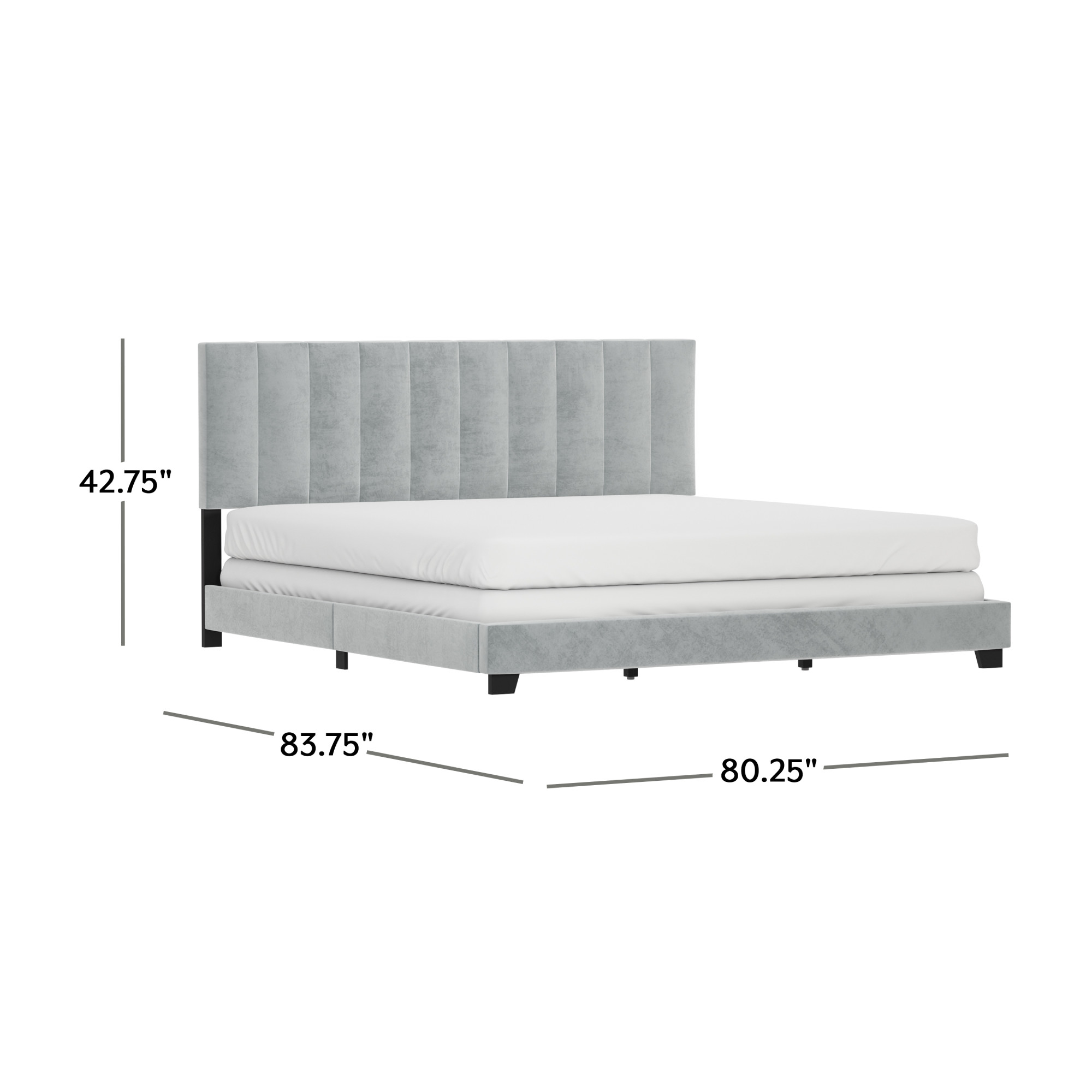 Reece Channel Stitched Upholstered King Bed, Platinum Grey, by Hillsdale Living Essentials - image 4 of 15