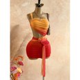 thumbnail image 3 of Multicolor Asymmetric Waist Cutout Ruched Mini Dress With Side Tie Detail, 3 of 8