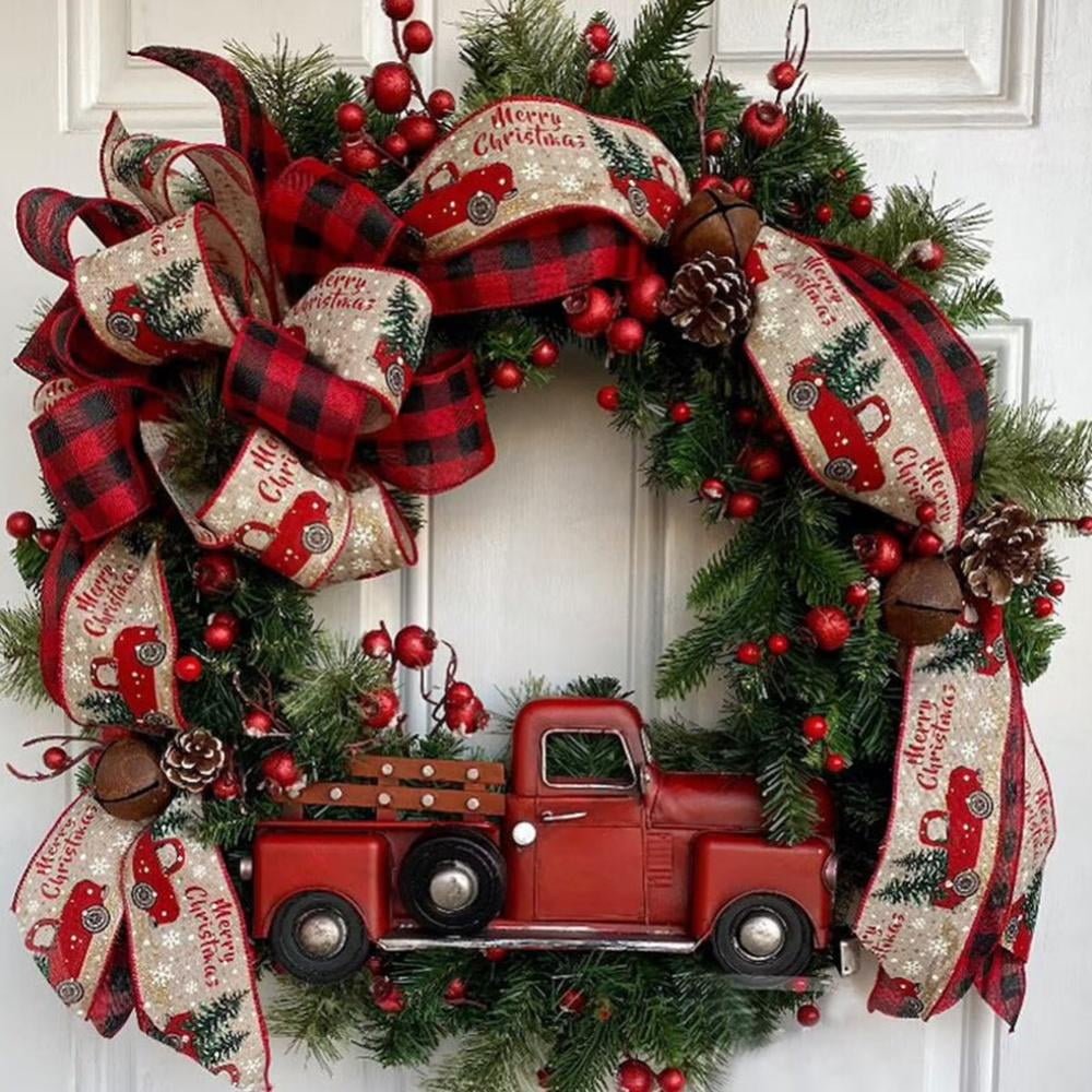 Berry Wreath Window Props Red Truck Christmas Wreath Shopping Mall, 