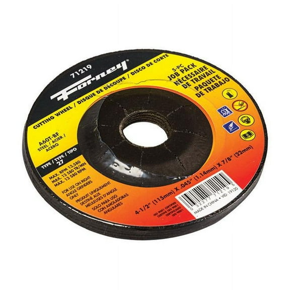 Forney Industries 5-Pack of Forney 71793 (4-1/2 in Metal Cut-Off Wheel)
