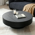 thumbnail image 5 of Kevinplus 35.43'' Modern Round Wood Coffee table with Sturdy Pedestal for Apartment, Living Room, Black, 5 of 10
