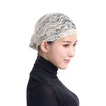 

Dadaria Turbans for Women Stretch Lace Turban Hat Chemo Cap Hair Loss Head Scarf Wrap Cap Beige Women