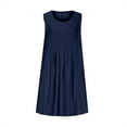 thumbnail image 6 of Yghzkop Womens Cotton Linen Dresses Sleeveless Round Neck Shift Dress Pleated Summer Solid Color Casual Breathable Dress Vacation Everyday Wear Midi Dress, 6 of 6
