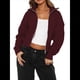 thumbnail image 3 of Sudaderas con Cremallera para Mujer, Conjuntos Casuales, Cárdigan, Ropa de Abrigo, Chaquetas de Invierno de Moda, Abrigos. Vino Tinto M, 3 of 7