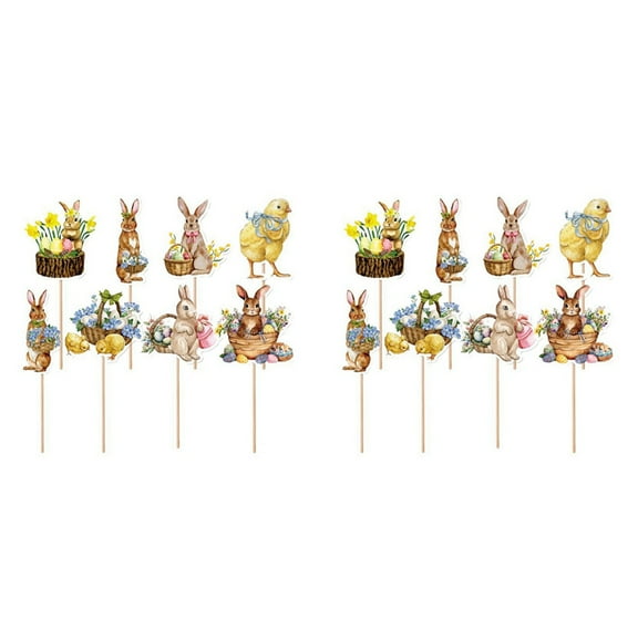 16Pcs Cute Chick Egg Style Cupcake Topper Easter Festival Birthday Party Baby Shower Decorations