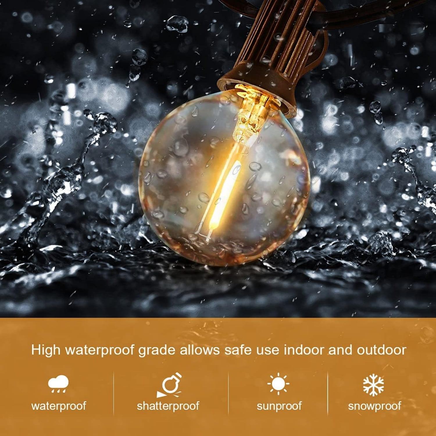 LED 30FT Outdoor String Lights with Remote Waterproof Patio Lights 27 Dimmable G40 Bulbs, Outdoor Globe String Lights D rative Backyard Bistro Garden Balcony Cafe Lights