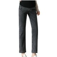 thumbnail image 2 of Women's Maternity Jeans Over Belly Comfy Stretch Boyfriend Jeans Denim Pregnancy Pants Dark Gray L, 2 of 3