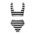 thumbnail image 2 of Honeii Black And White Stripes Print Women’s Bikini Set,Two Piece Swimsuit Bathing Suits,Stylish High Elasticity Swimwear for Beach and Pool, 2 of 7