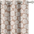 thumbnail image 2 of Vargottam Room Darkening Curtains - Rose Swirl Pattern, Set of 2 Panels, 42" x 108" - Grommet-Top Blackout Window/Door Drapes for Bedroom, Nursery & Living Room - Brown, 2 of 9