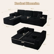 Ovios 106 Cloud Sofa Couch No Assembly Boneless Deep Seat Sofa for Living Room, Black(Plush Corduroy)
