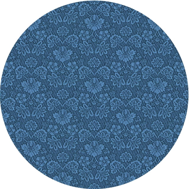 Ahgly Company Tapis Rond Lavable en Machine Intérieur Transitionnel DodgerBlue, 6 Pieds Rond