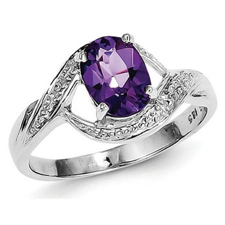 Ladies 1.10 Carat (ctw) Purple Amethyst Ring in Sterling Silver ...