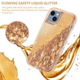 thumbnail image 4 of NIFFPD iPhone 14 Plus with Screen Protector + Camera Lens Protector, Bling Glitter Quicksand Sparkle Clear & Shockproof Protective Cover iPhone 14 Plus 6.7" Rose+Gold, 4 of 6