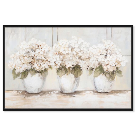 Hydrangea Trio Canvas Farmhouse Classic by Art Remedy, Black Frame, 15" x 10"